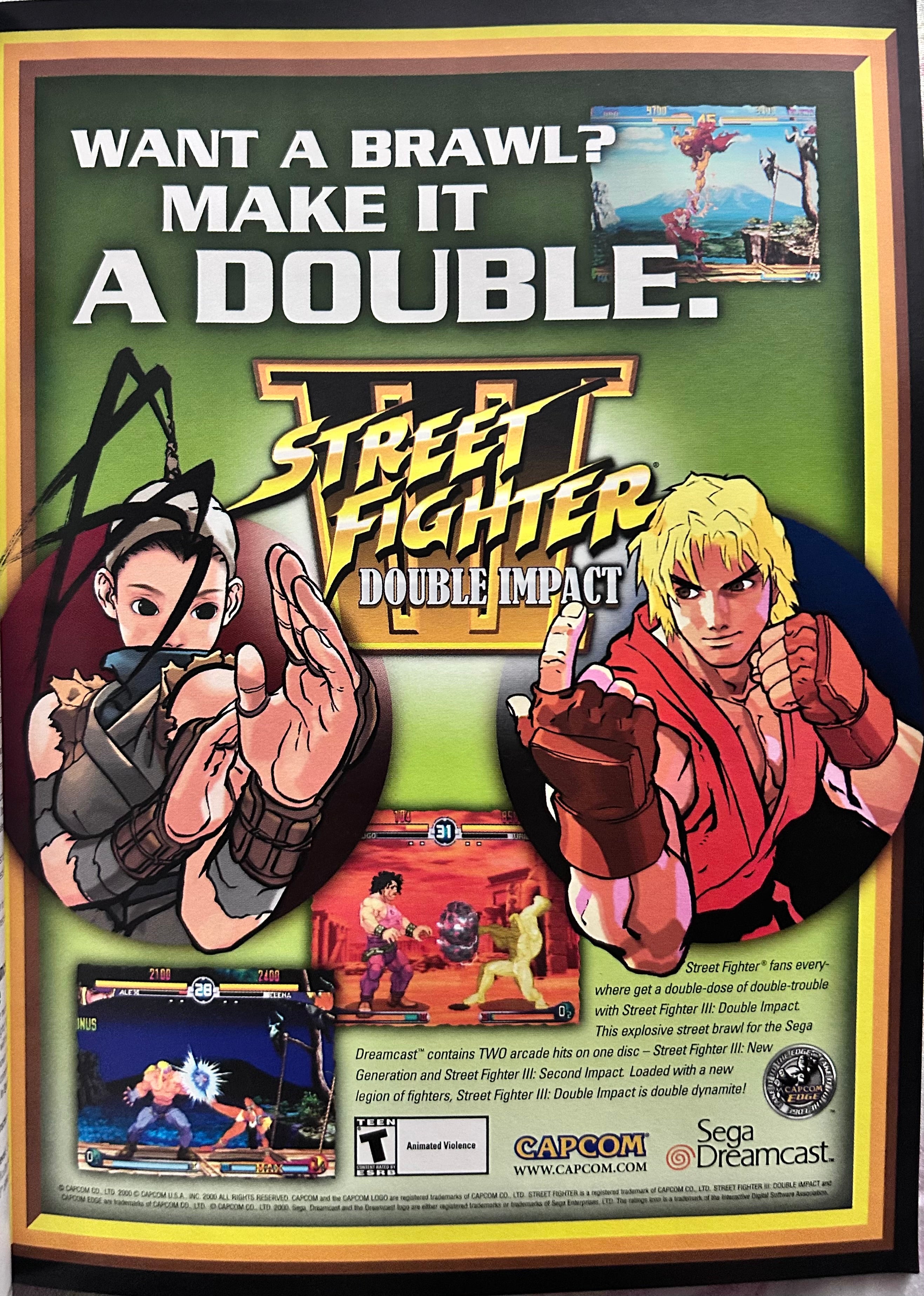 【B2・巻きジワあり】 ストリートファイター3 ダブルインパクト DC ポスター Street Fighter III: Double Impact - Dreamcast - Original Vintage