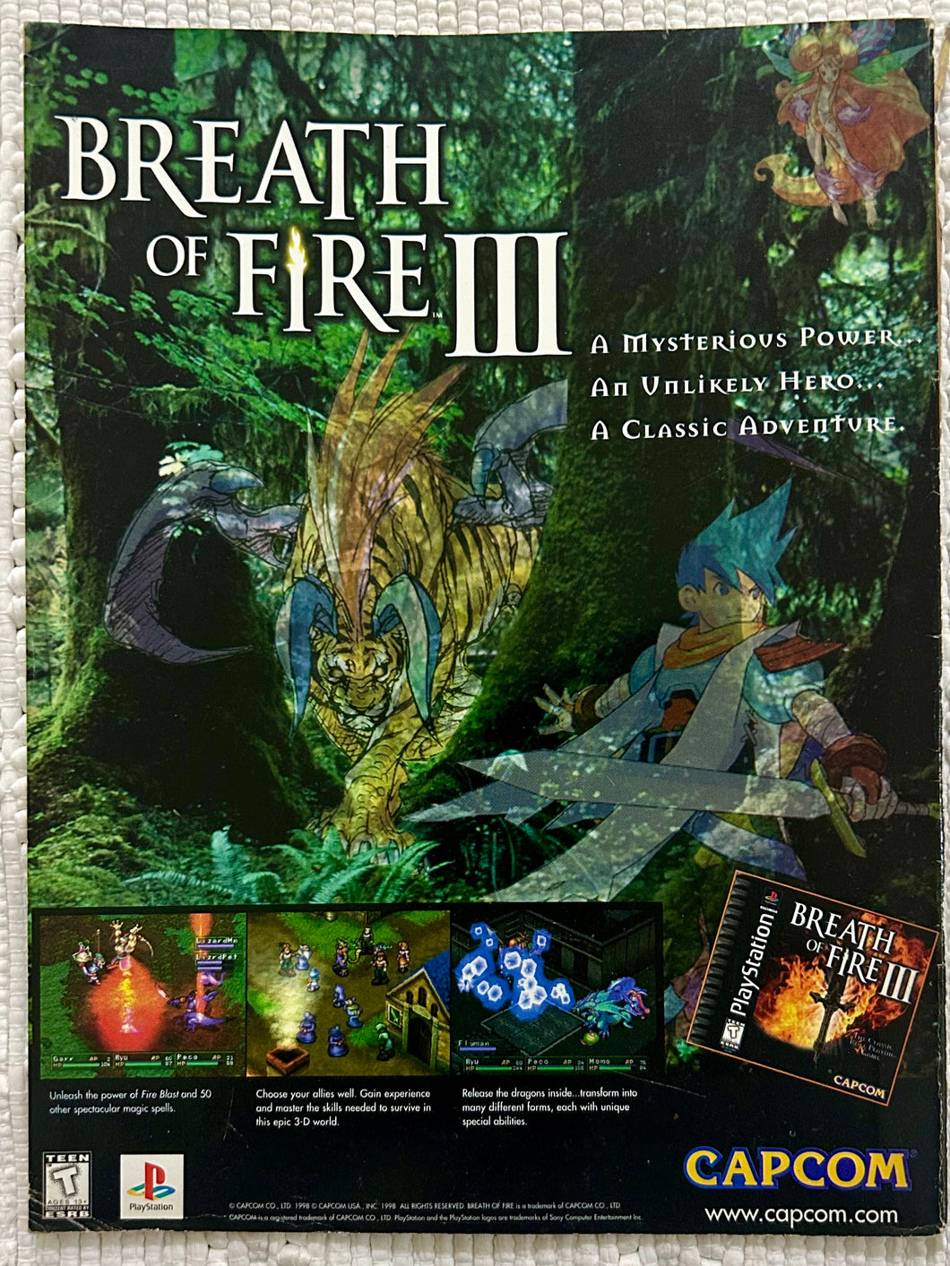 Breath of Fire III - PlayStation - Original Vintage Advertisement - Print Ads - Laminated A4 Poster