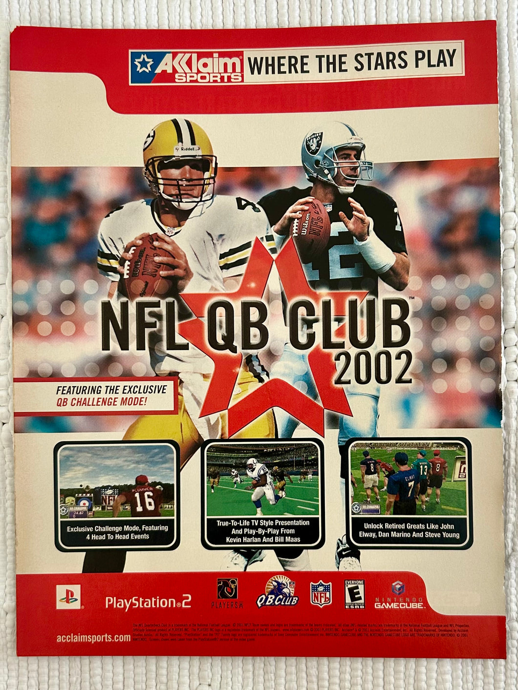 NFL QB Club 2002 - PS2 NGC - Original Vintage Advertisement - Print Ads - Laminated A4 Poster