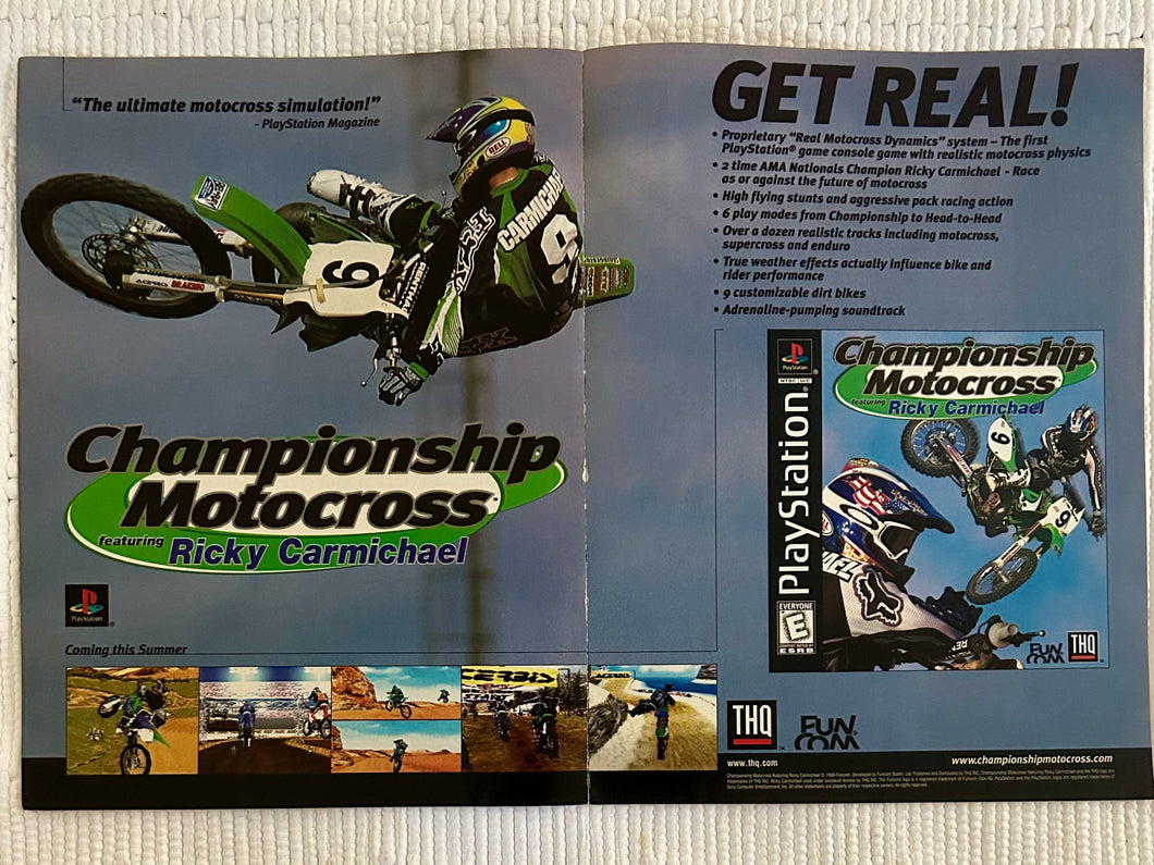 Championship Motocross Featuring Ricky Carmichael - PlayStation - Original Vintage Advertisement - Print Ads - Laminated A3 Poster