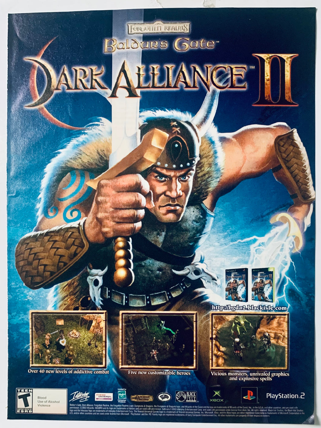 Baldur’s Gate: Dark Alliance II - PS2 Xbox - Original Vintage Advertisement - Print Ads - Laminated A4 Poster