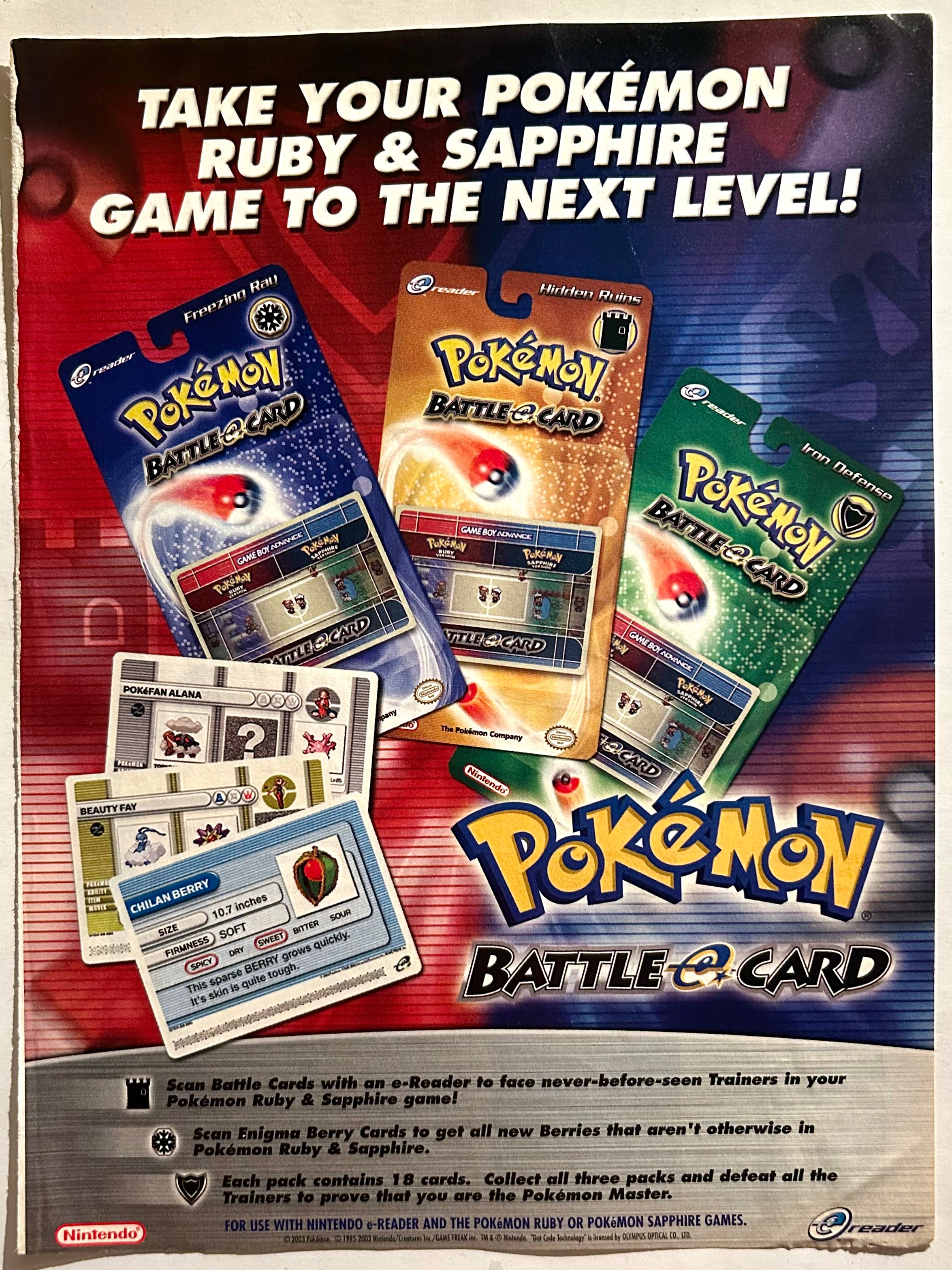 pokemon card ads Pokémon Battle Card- GBA - Original Vintage Advertisement