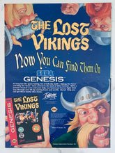 Load image into Gallery viewer, The Lost Vikings - Genesis - Original Vintage Advertisement - Print Ads - Laminated A4 Poster