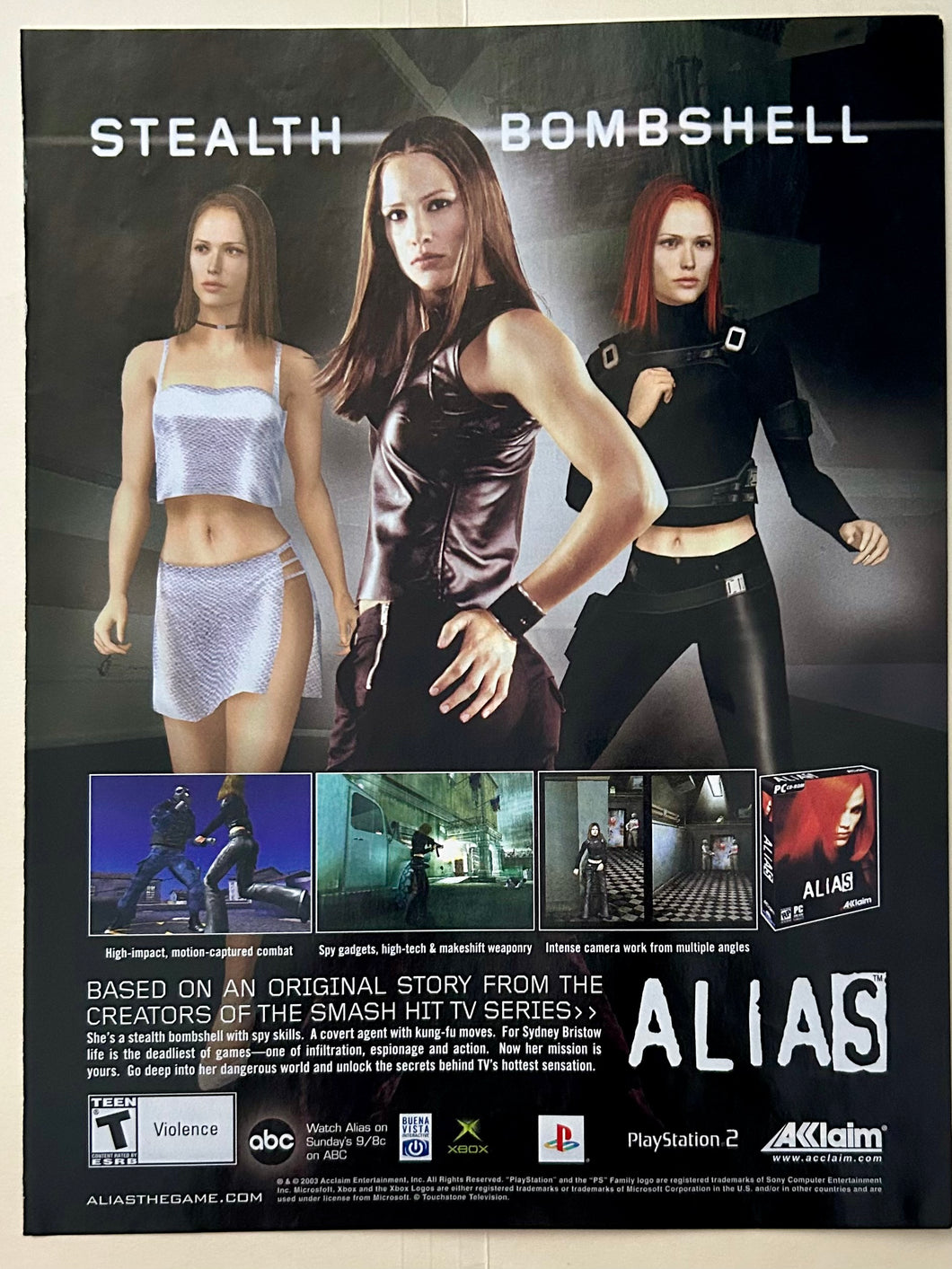 Alias - PS2 Xbox - Original Vintage Advertisement - Print Ads - Laminated A4 Poster