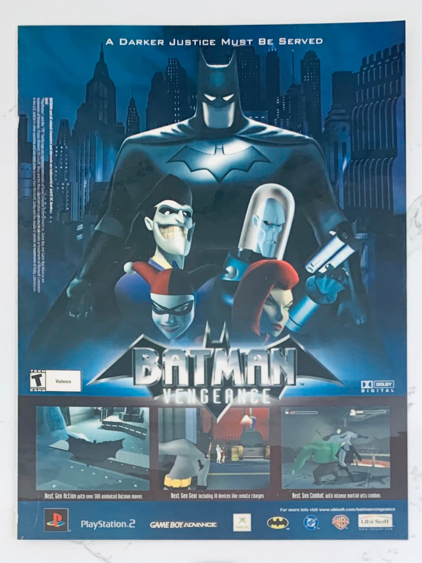 Batman Vengeance PS2 GBA Xbox Original Vintage Advertisement Print Ads Laminated A4 Poster