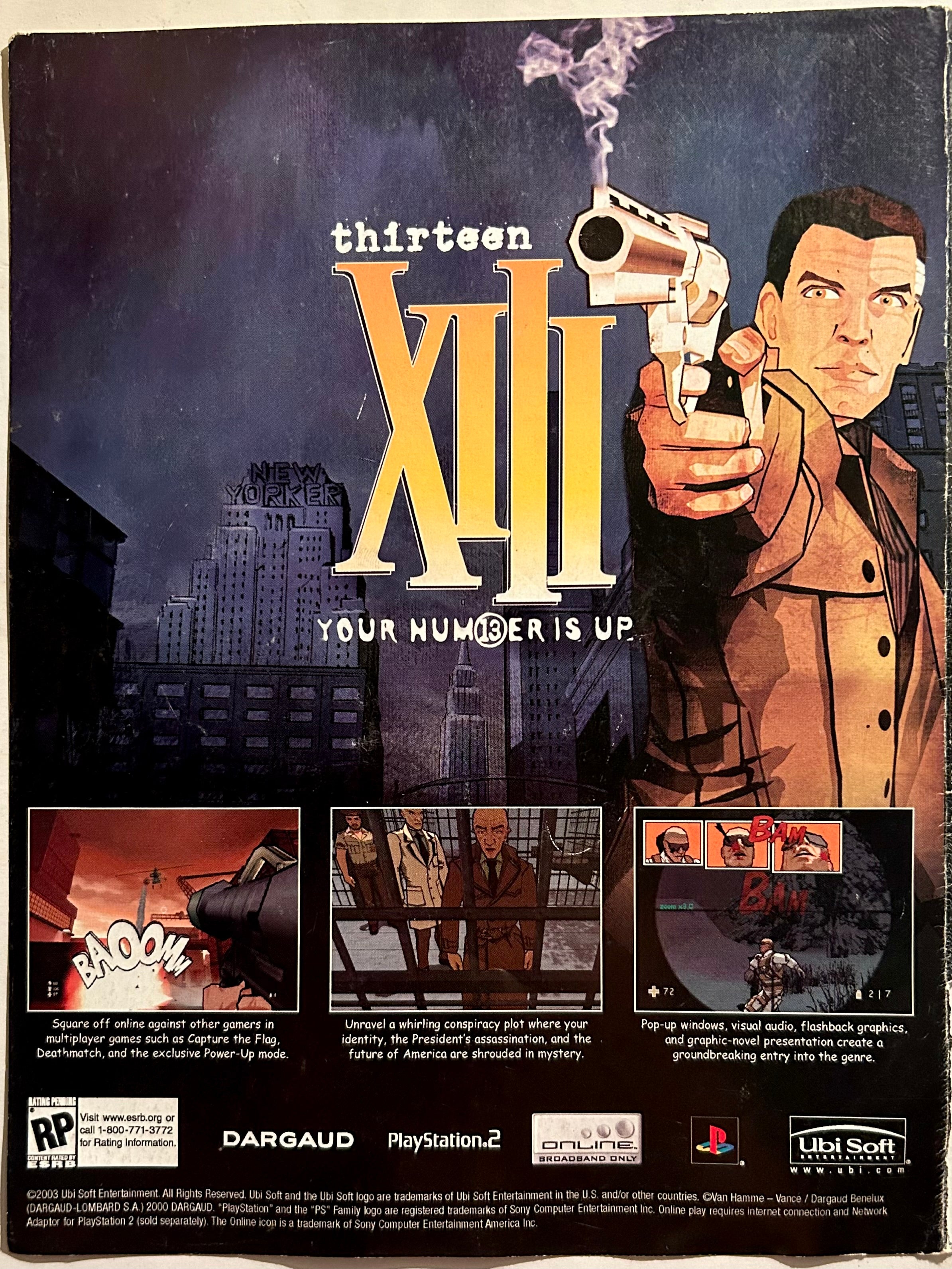 Xiii Ps2 Original Vintage Advertisement Print Ads Laminated A4