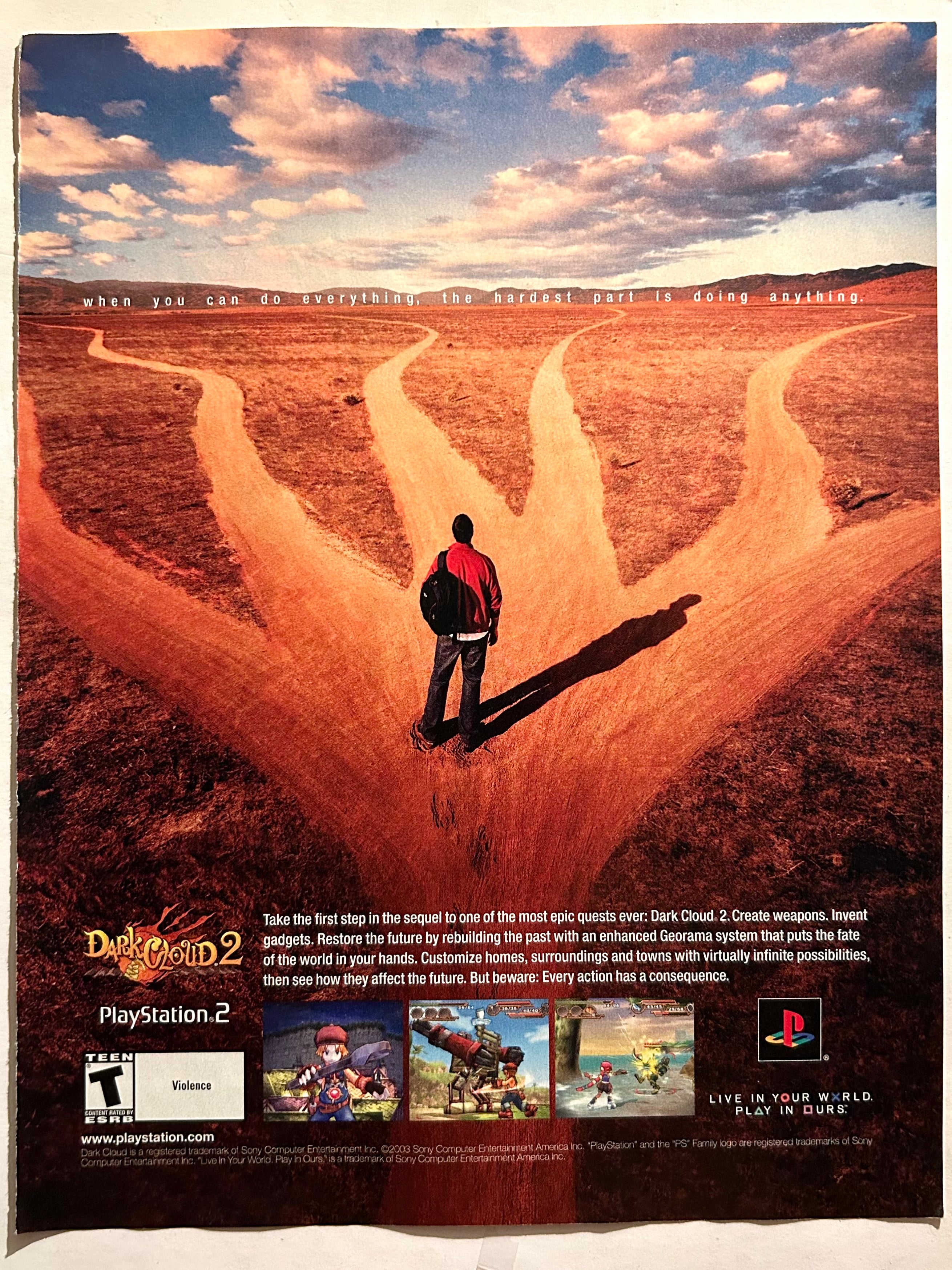 Dark Cloud 2001 PS2 encadré 11x14 ORIGINAL Vintage Publicité Dark Cloud 2001 PS2 encadré 11x14 ORIGINAL Vintage Publicité