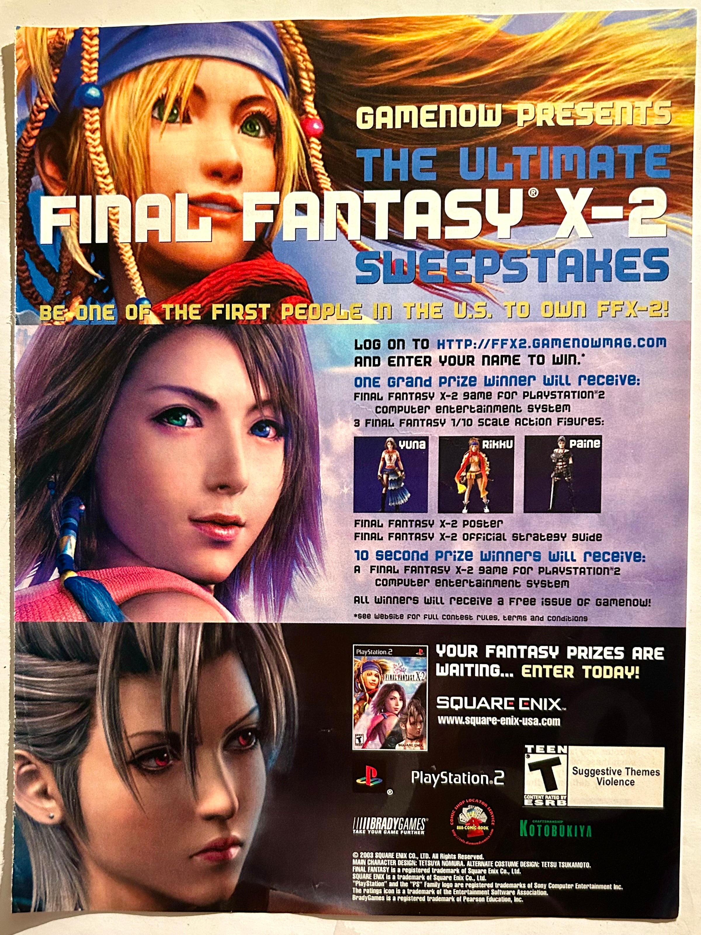 PS2 FFX-2 ポスター１枚 Final Fantasy X-2 - PS2 - Original Vintage Advertisement - Print