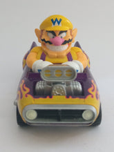 Cargar imagen en el visor de la galería, Mario Kart Wii Wario Pull Back Car Wildstar & Fire Hot Rod Nintendo 2008 Toy