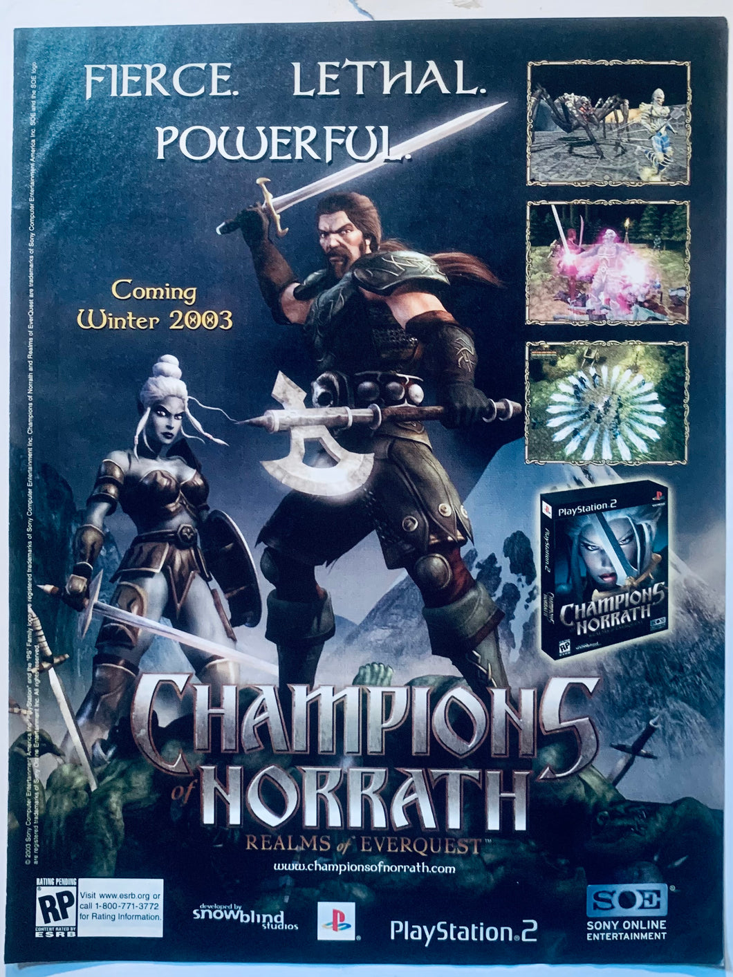 Champions of Norrath: Realms of Everquest - PS2 - Original Vintage Advertisement - Print Ads - Laminated A4 Poster