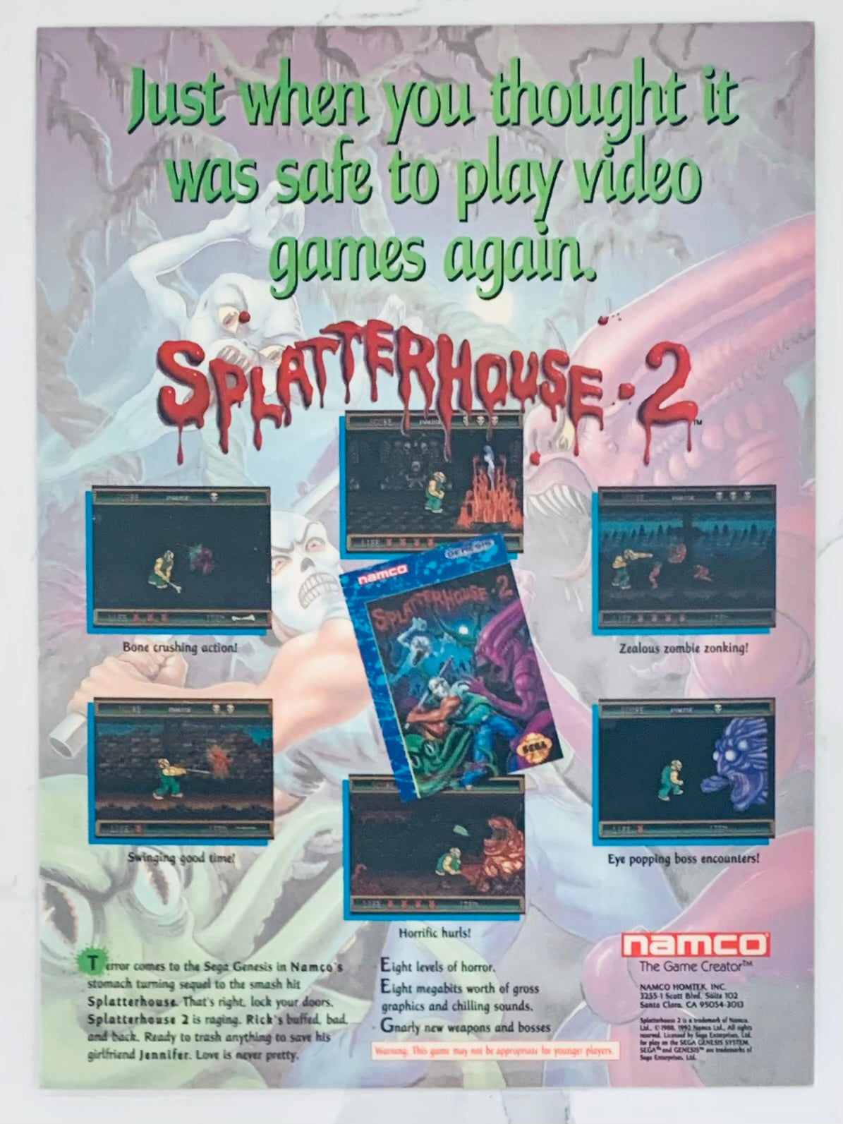 Splatterhouse 2 - Genesis - Original Vintage Advertisement - Print Ads ...