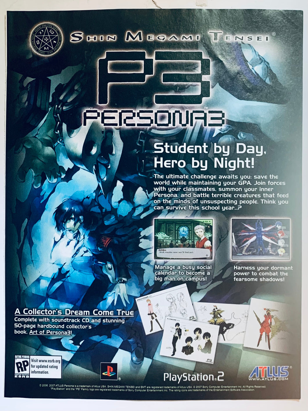 Shin Megami Tensei: Persona 3 - PS2 - Original Vintage Advertisement - Print Ads - Laminated A4 Poster