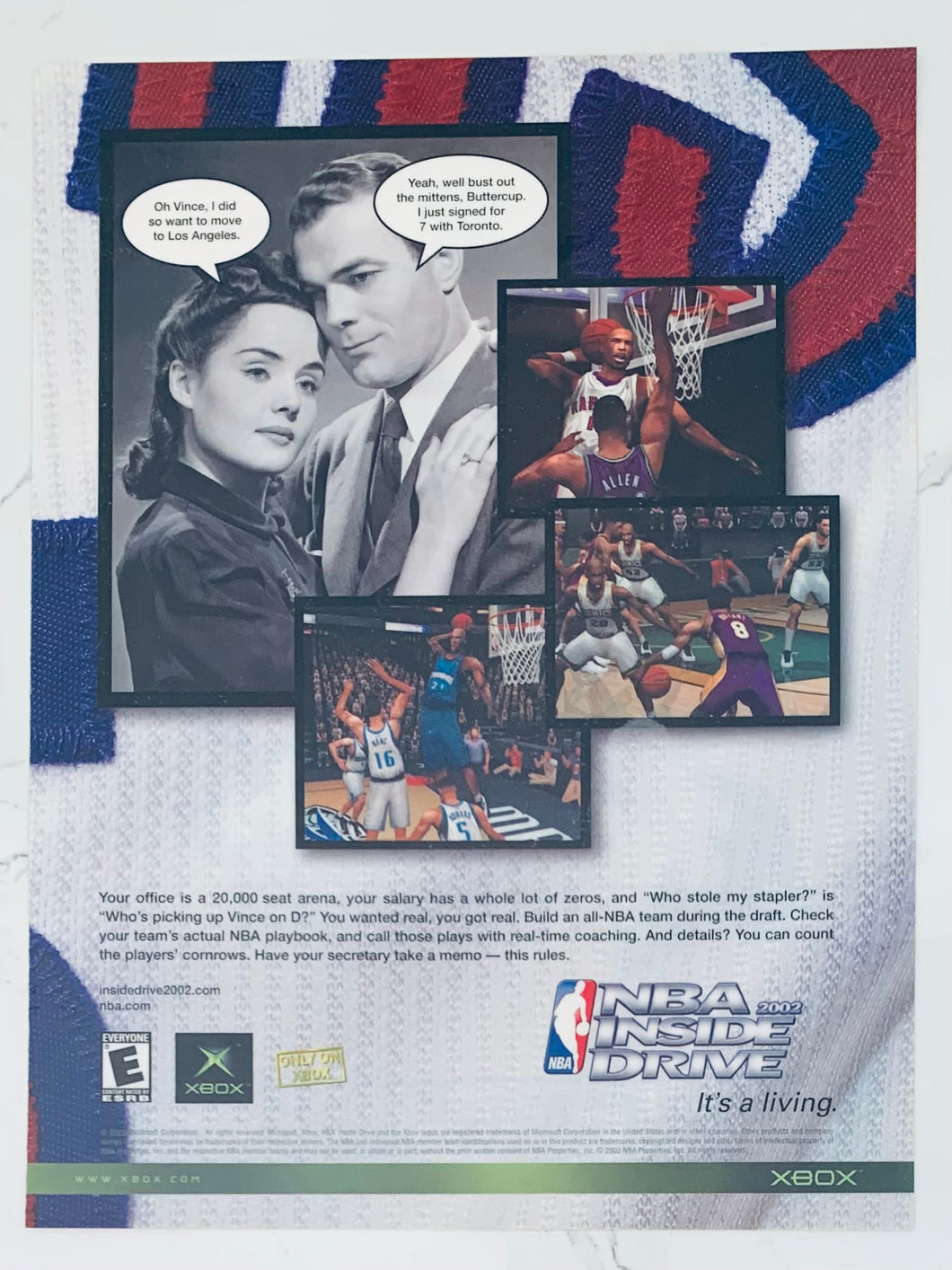 NBA Inside Drive 2002 - Xbox - Original Vintage Advertisement - Print Ads - Laminated A4 Poster