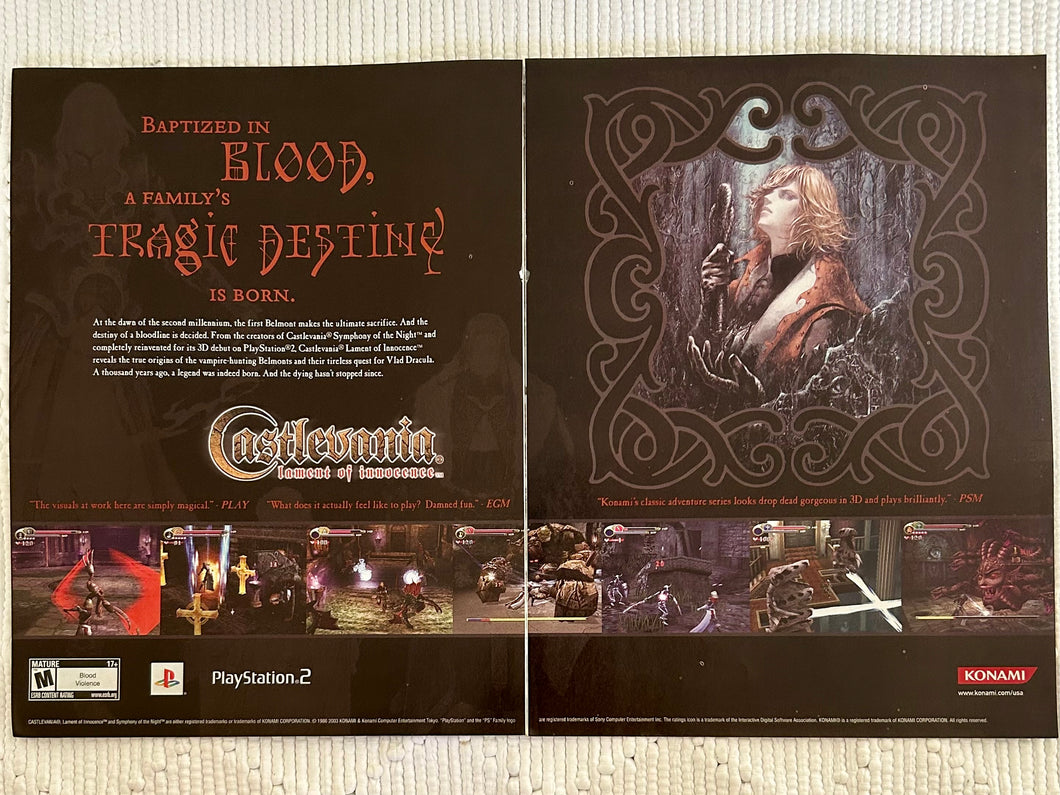 Castlevania: Lament of Innocence - PS2 - Original Vintage Advertisement - Print Ads - Laminated A3 Poster