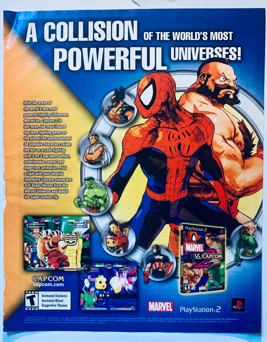 Marvel Vs. Capcom 2 - PS2 - Original Vintage Advertisement - Print Ads - Laminated A4 Poster