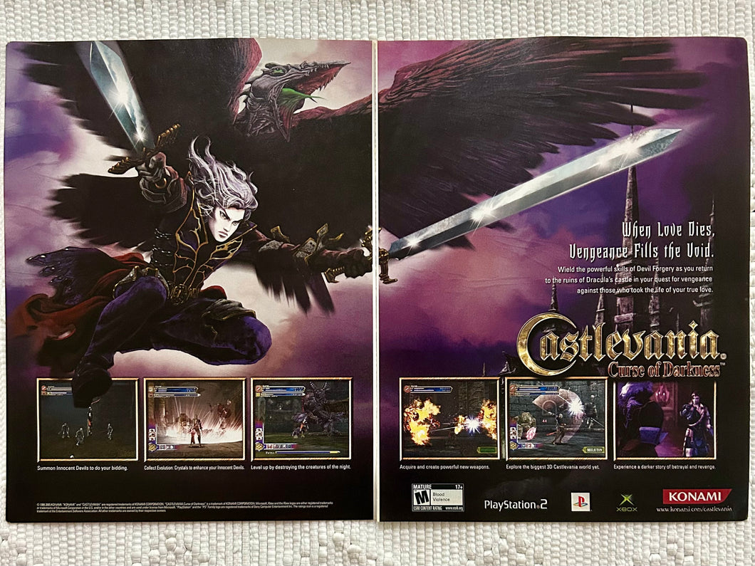 Castlevania: Curse of Darkness - PS2 Xbox - Original Vintage Advertisement - Print Ads - Laminated A3 Poster