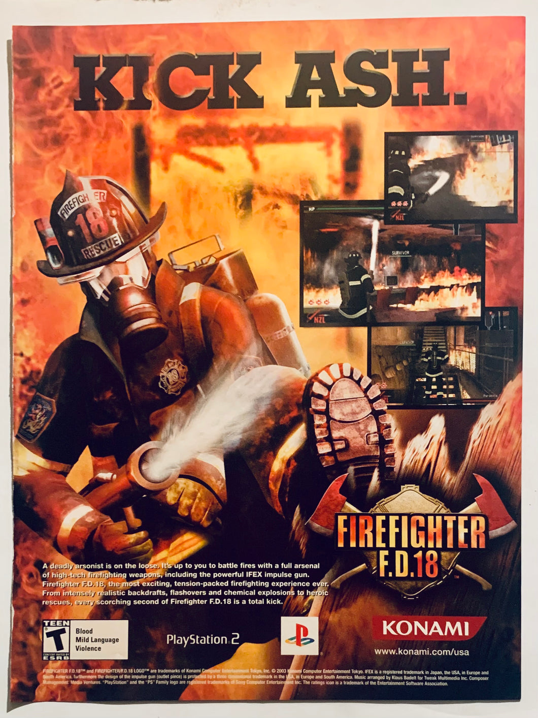 Firefighter F.D.18 - PS2 - Original Vintage Advertisement - Print Ads - Laminated A4 Poster