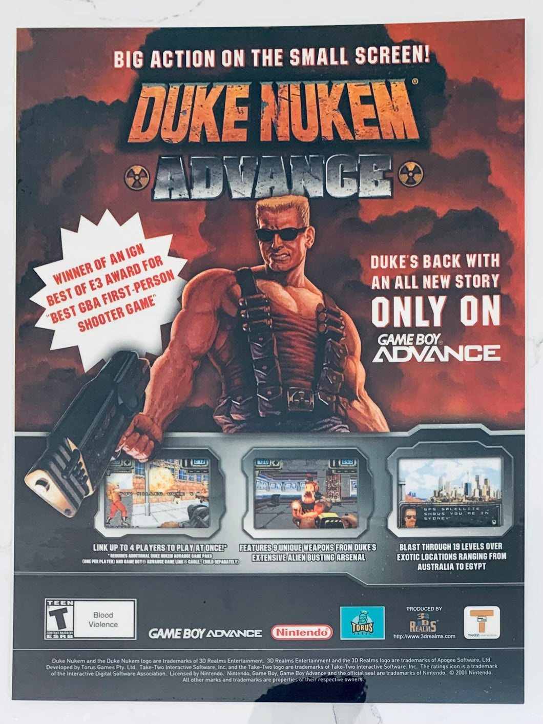 Duke Nukem Advance - GBA - Original Vintage Advertisement - Print Ads - Laminated A4 Poster