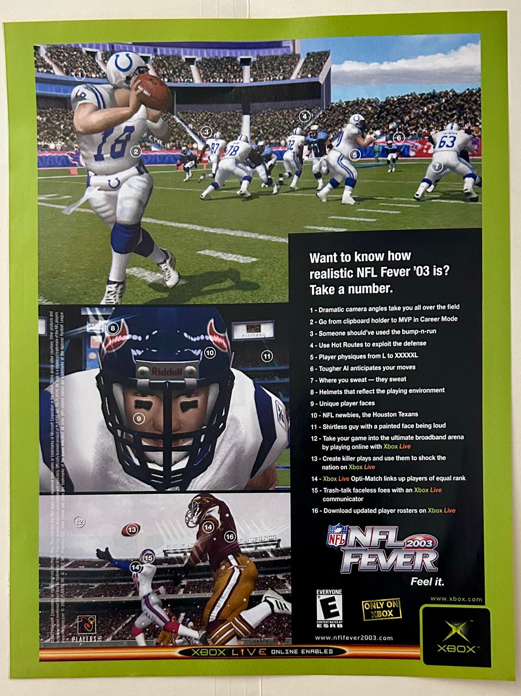 NFL Fever 2003 - Xbox - Original Vintage Advertisement - Print Ads - Laminated A4 Poster