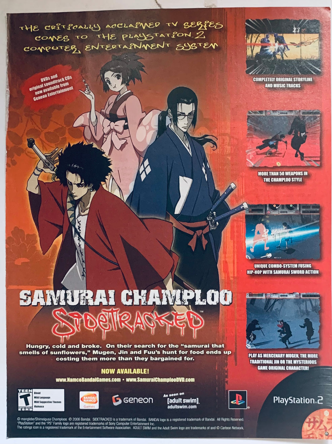 Samurai Champloo Sidetracked - PS2 - Original Vintage Advertisement - Print Ads - Laminated A4 Poster