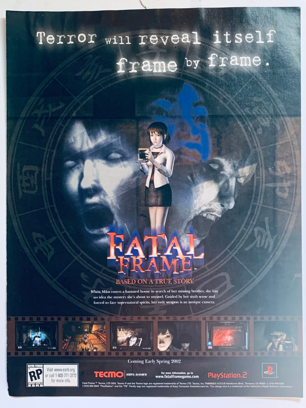 Fatal Frame - PS2 - Original Vintage Advertisement - Print Ads - Laminated A4 Poster