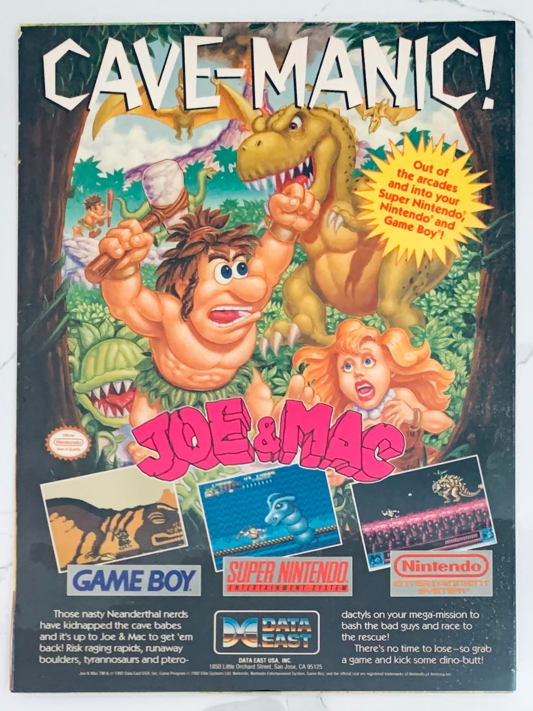 Joe & Mac - NES SNES GB - Original Vintage Advertisement - Print Ads - Laminated A4 Poster