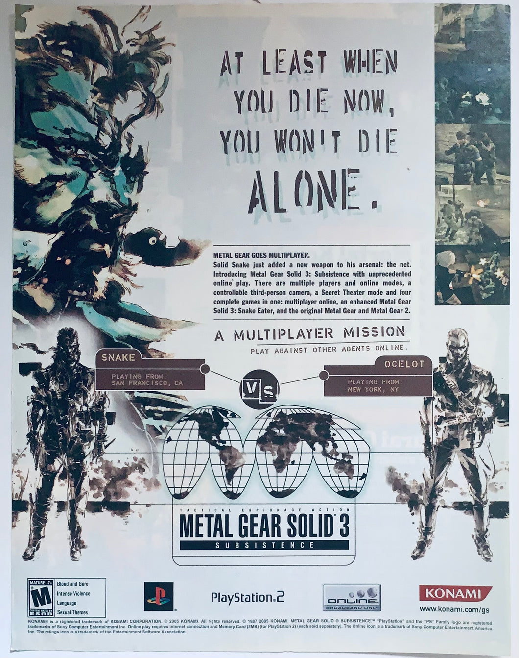 Metal Gear Solid 3: Subsistence - PS2 - Original Vintage Advertisement - Print Ads - Laminated A4 Poster