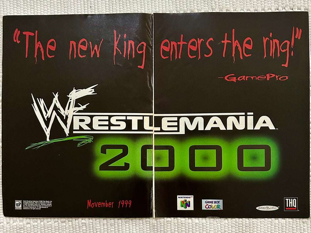 WWF WrestleMania 2000 - N64 GBC - Original Vintage Advertisement - Print Ads - Laminated A3 Poster
