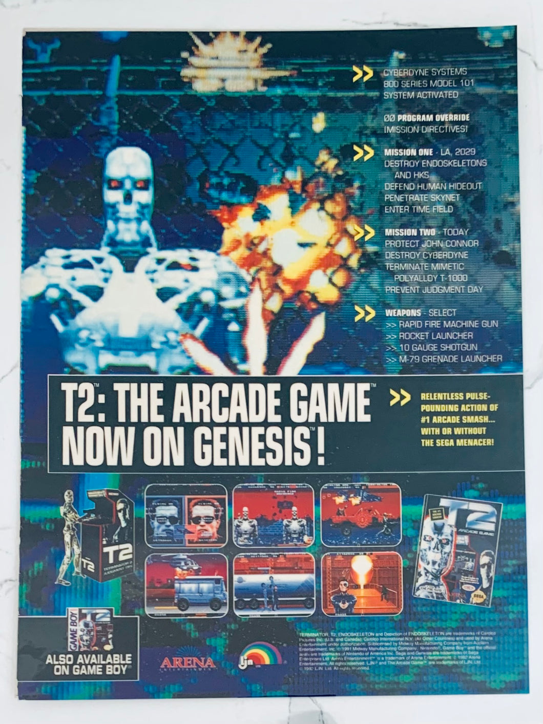 T2: The Arcade Game - Genesis - Original Vintage Advertisement - Print Ads - Laminated A4 Poster