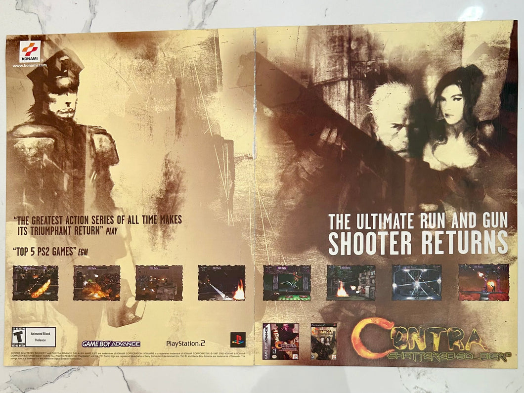 Contra Shattered Soldier - PS2 GBA - Original Vintage Advertisement - Print Ads - Laminated A3 Poster