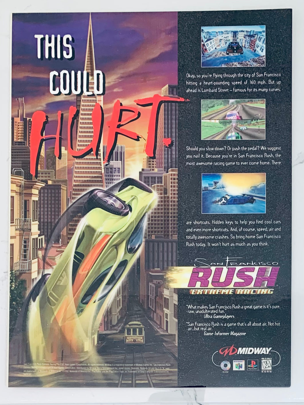 San Francisco Rush: Xtreme Racing - PlayStation N64 - Original Vintage Advertisement - Print Ads - Laminated A4 Poster
