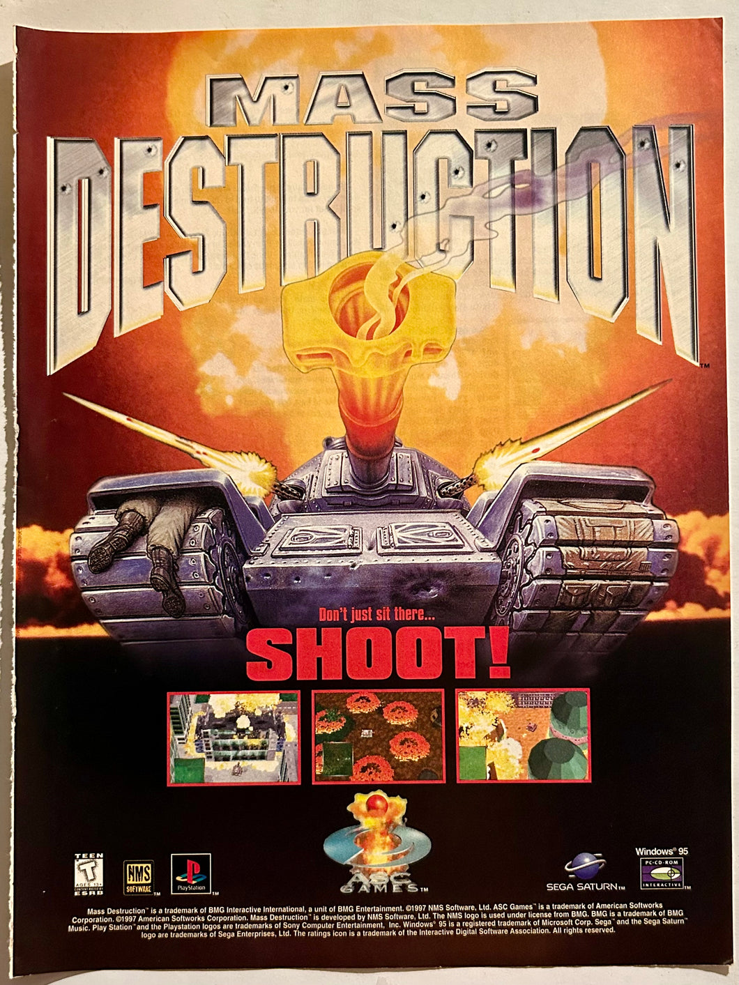 Mass Destruction - PlayStation Saturn - Original Vintage Advertisement - Print Ads - Laminated A4 Poster