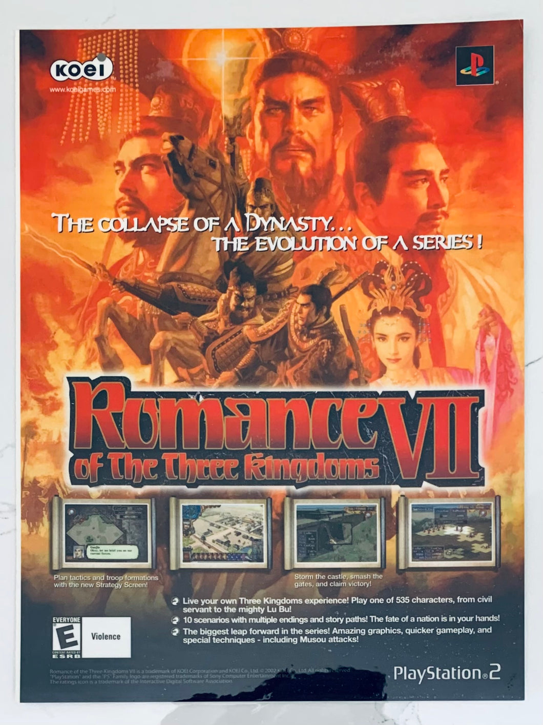 Romance of The Three Kingdoms VII - PS2 - Original Vintage Advertisement - Print Ads - Laminated A4 Poster