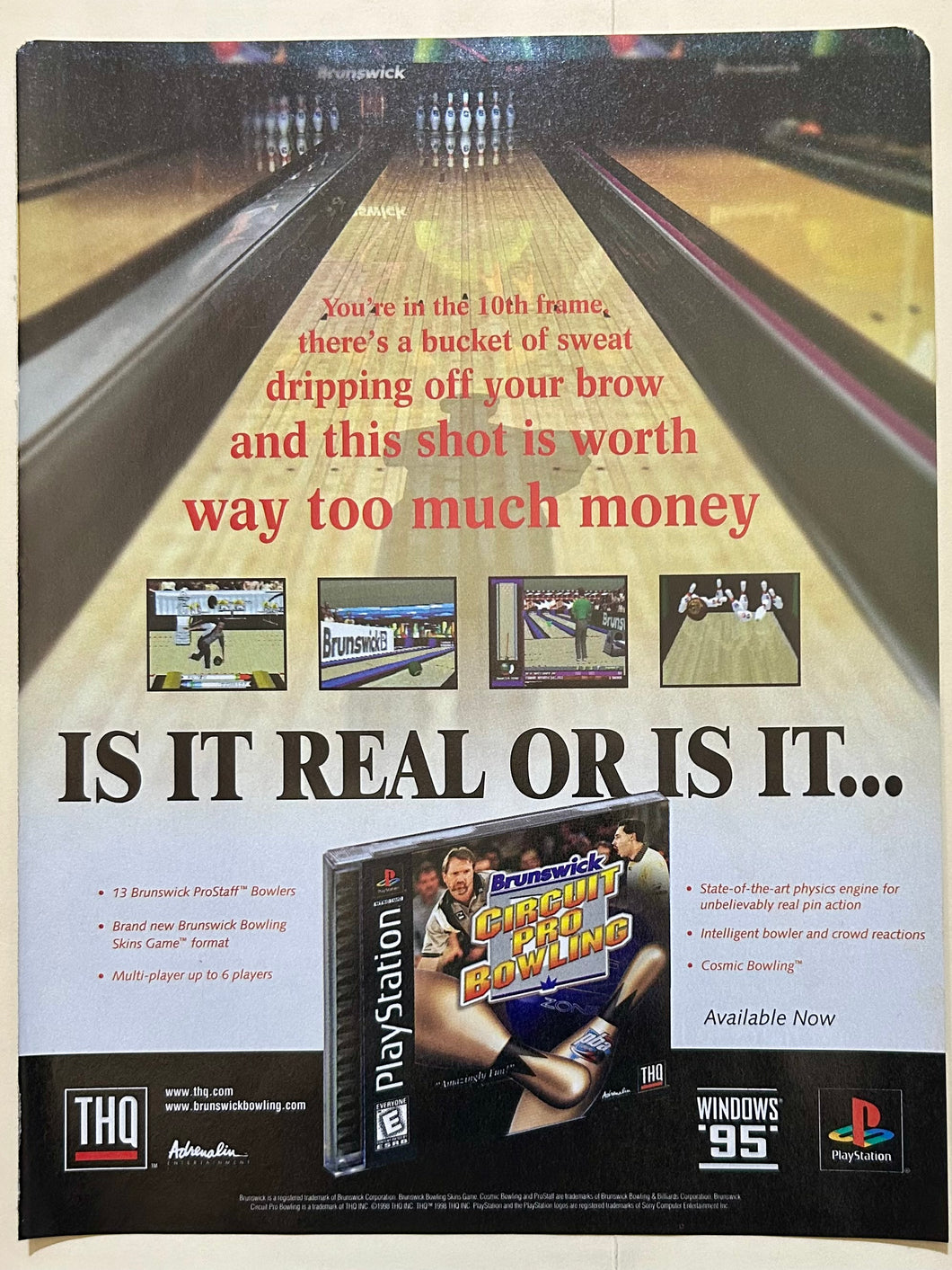 Brunswick Circuit Pro Bowling - PlayStation - Original Vintage Advertisement - Print Ads - Laminated A4 Poster