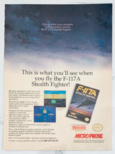 Cargar imagen en el visor de la galería, F-117A: Stealth Fighter - NES - Original Vintage Advertisement - Print Ads - Laminated A4 Poster
