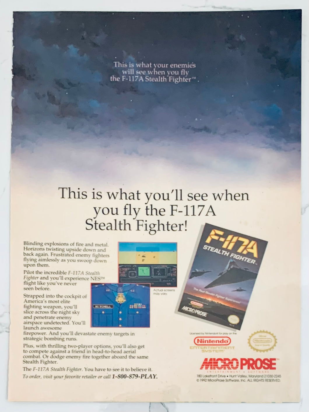 F-117A: Stealth Fighter - NES - Original Vintage Advertisement - Print Ads - Laminated A4 Poster