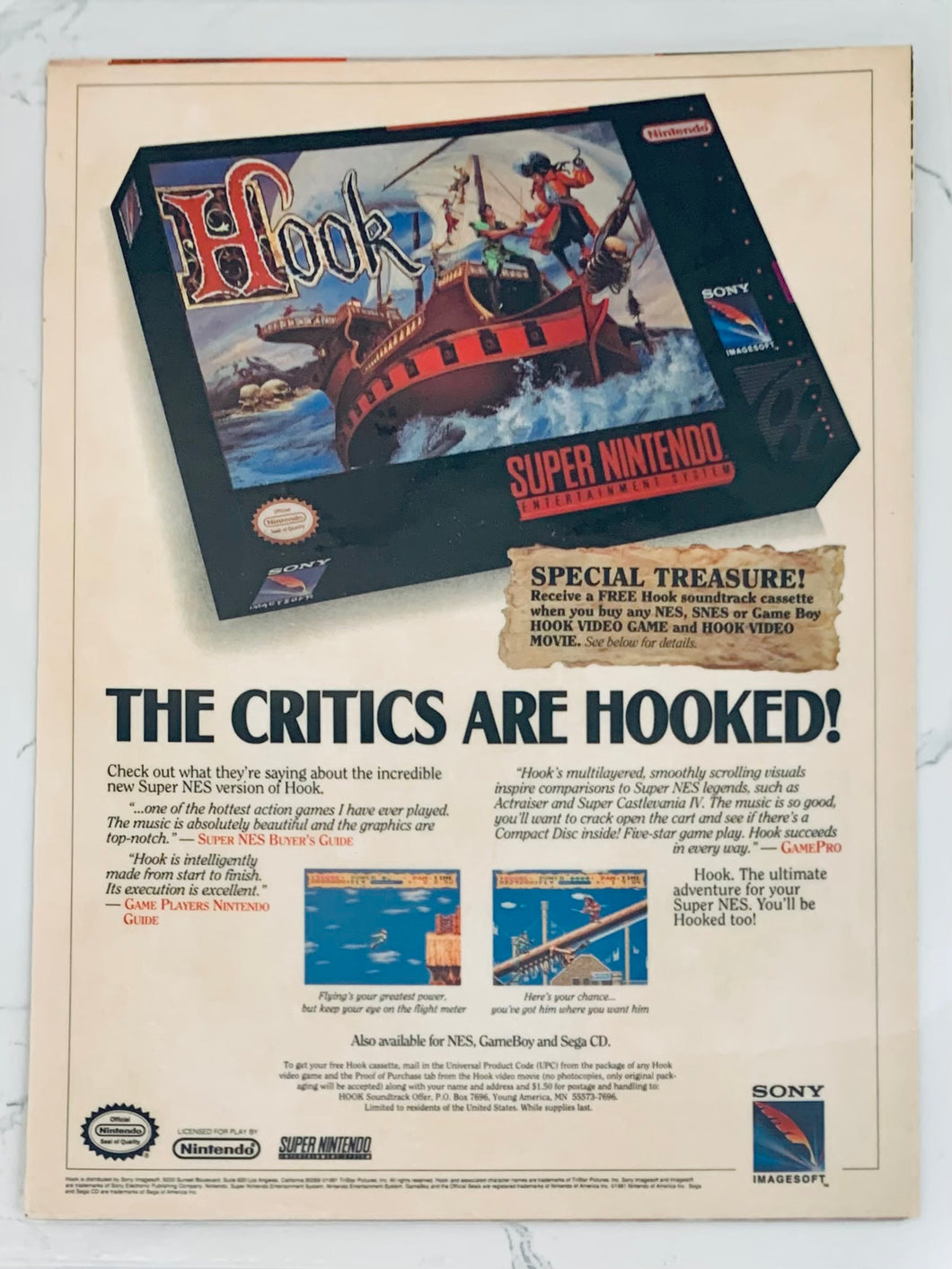 Hook - SNES - Original Vintage Advertisement - Print Ads - Laminated A4 Poster
