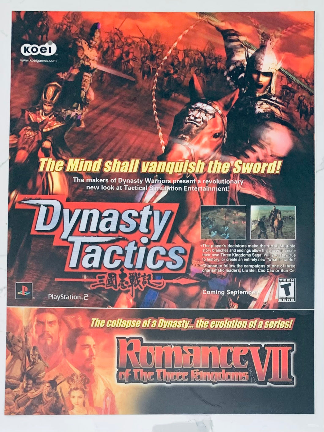 Dysnaty Tactics / Romance of The Three Kingdoms VII - PS2 - Original Vintage Advertisement - Print Ads - Laminated A4 Poster