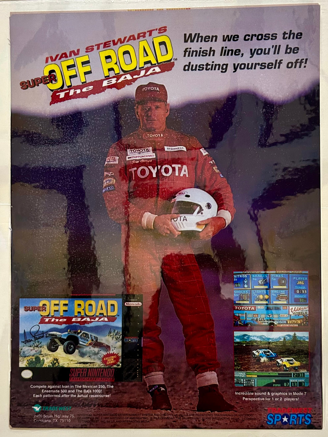 Super Off Road: The Baja - SNES - Original Vintage Advertisement - Print Ads - Laminated A4 Poster