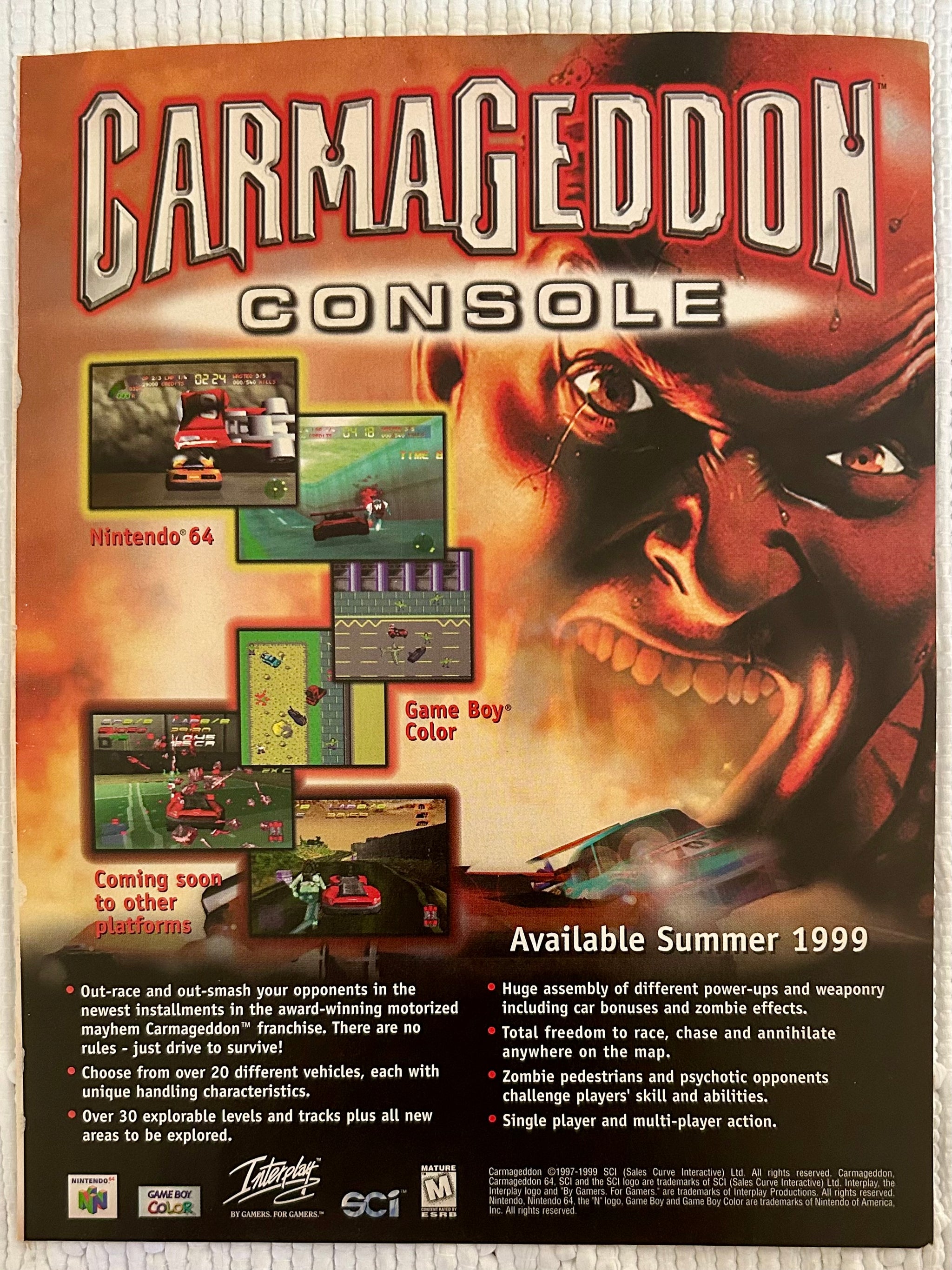 Carmageddon - N64 GBC - Original Vintage Advertisement - Print Ads