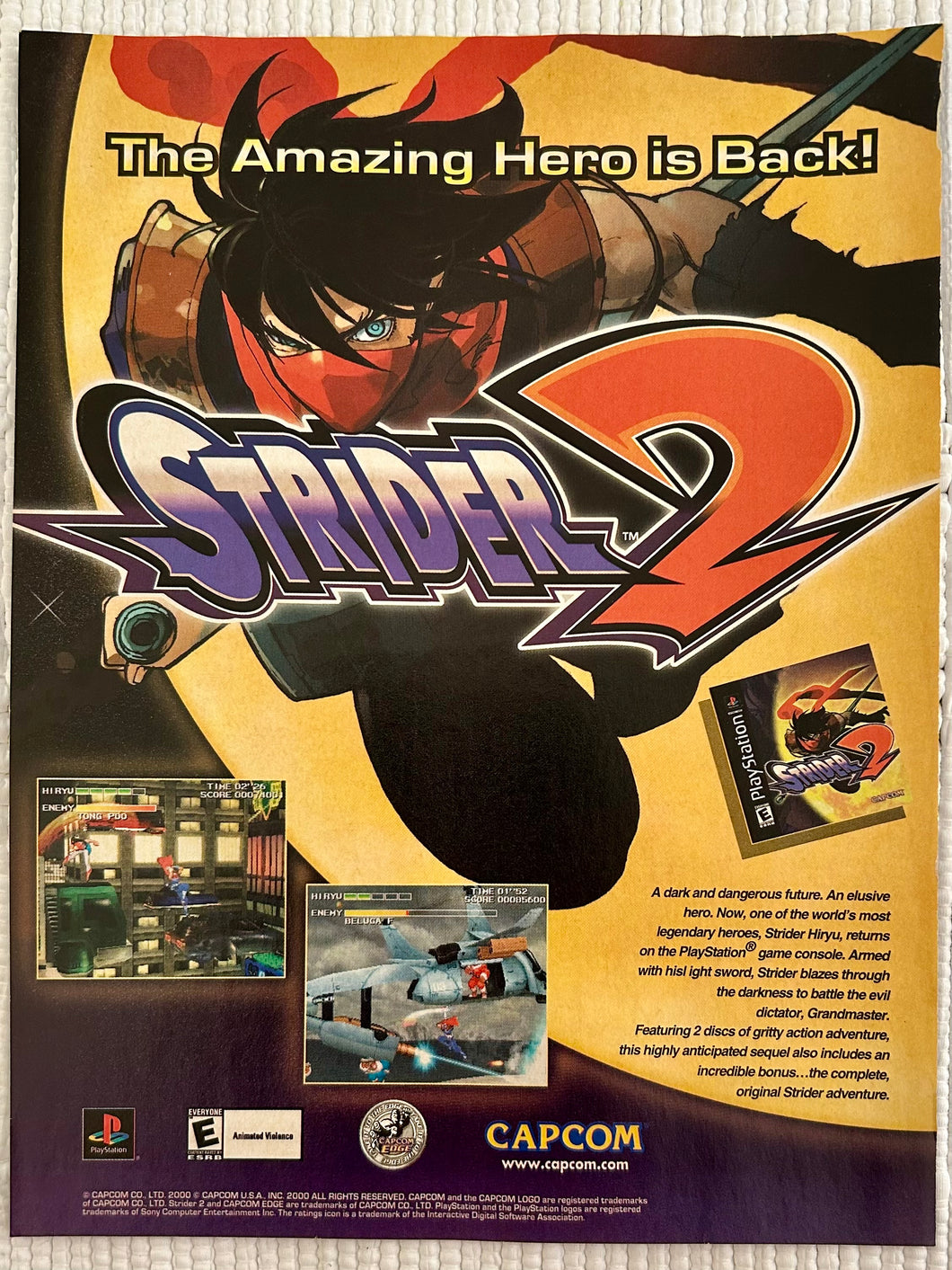 Strider 2 - PlayStation - Original Vintage Advertisement - Print Ads - Laminated A4 Poster