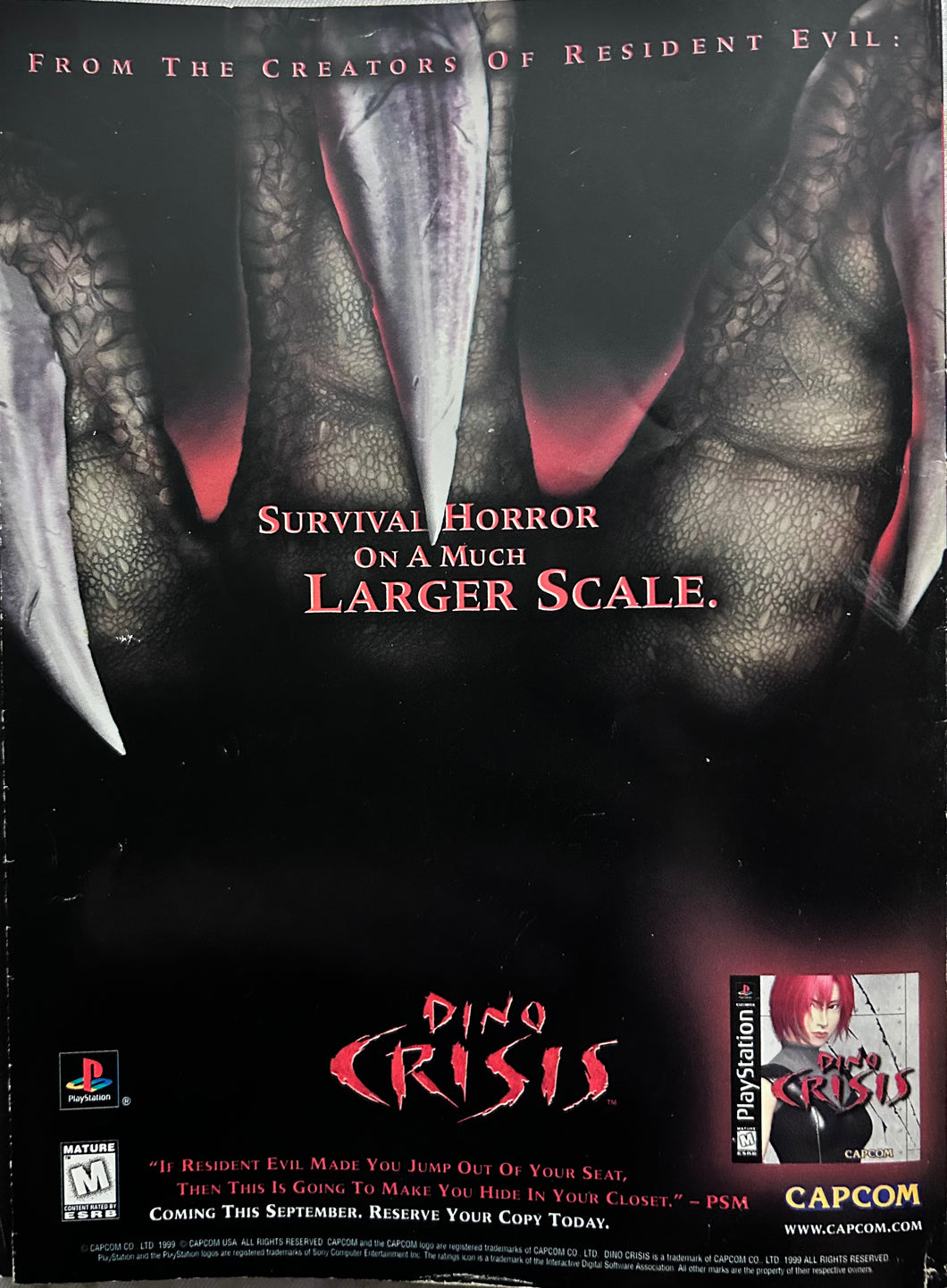 Dino Crisis - PlayStation - Original Vintage Advertisement - Print Ads - Laminated A4 Poster