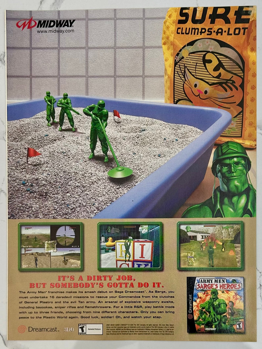Army Men: Sarge’s Heroes - Dreamcast - Original Vintage Advertisement - Print Ads - Laminated A4 Poster