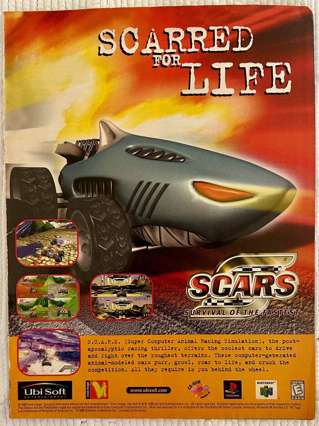 S.C.A.R.S. - PlayStation N64 PC - Original Vintage Advertisement - Print Ads - Laminated A4 Poster