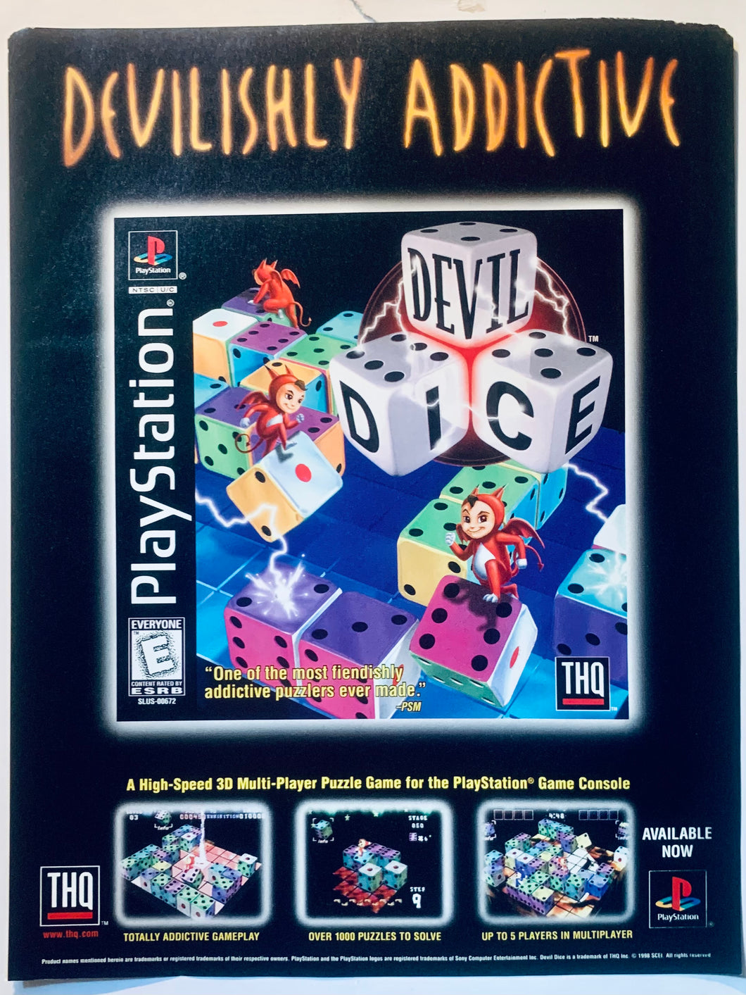 Devil Dice - PlayStation - Original Vintage Advertisement - Print Ads - Laminated A4 Poster