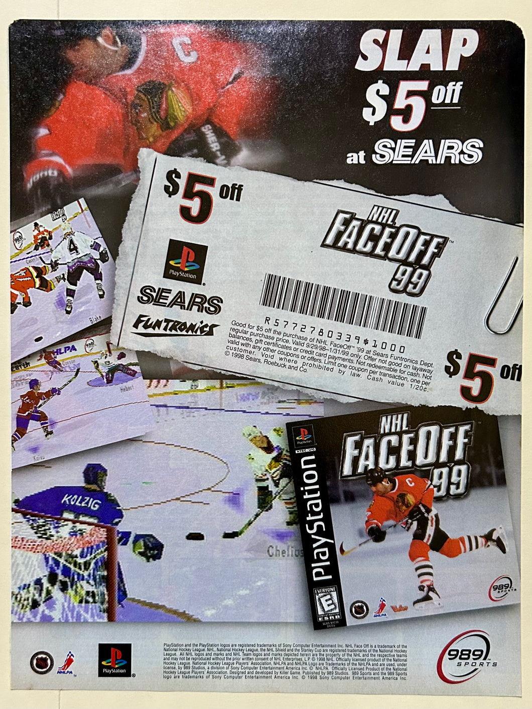 NHL Face-Off ‘99 - PlayStation - Original Vintage Advertisement - Print Ads - Laminated A4 Poster