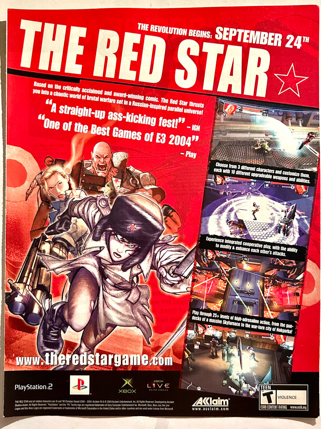 The Red Star - PS2 Xbox - Original Vintage Advertisement - Print Ads - Laminated A4 Poster