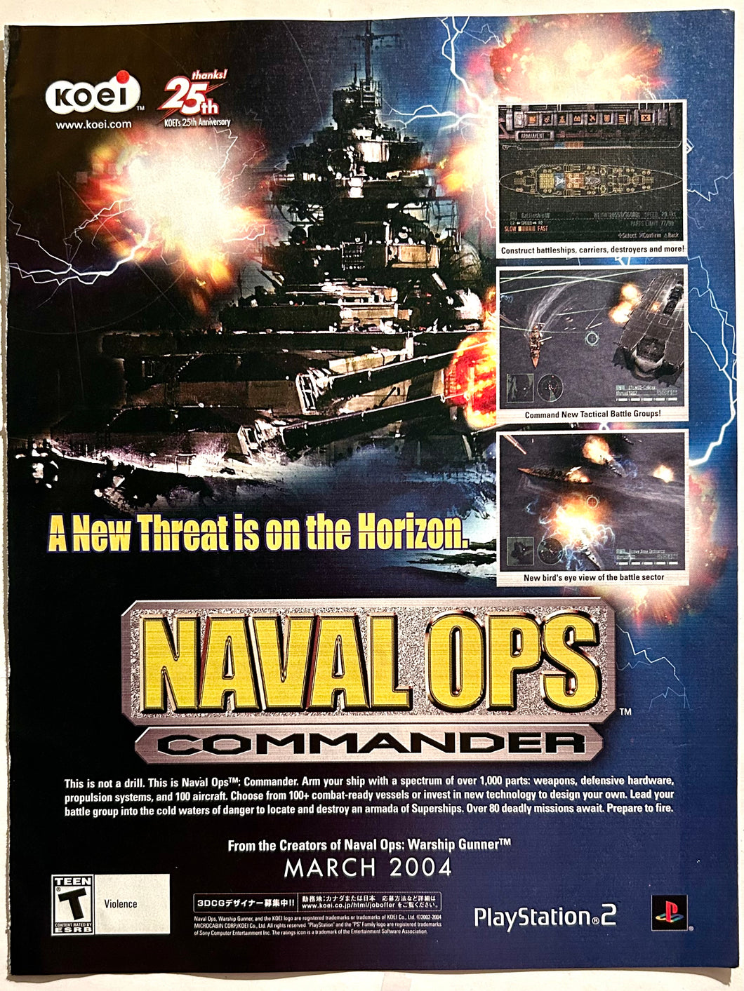 Naval Ops Commander - PS2 - Original Vintage Advertisement - Print Ads - Laminated A4 Poster