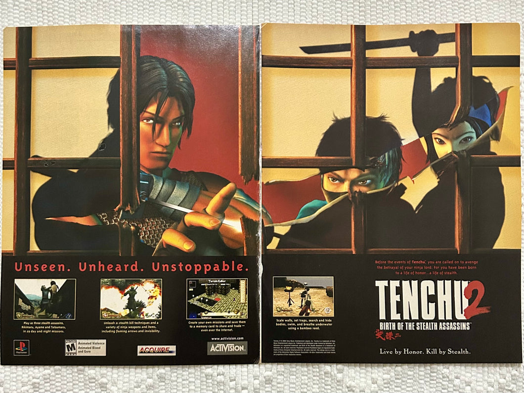 Tenchu 2: Birth of the Stealth Assassins - PlayStation - Original Vintage Advertisement - Print Ads - Laminated A3 Poster