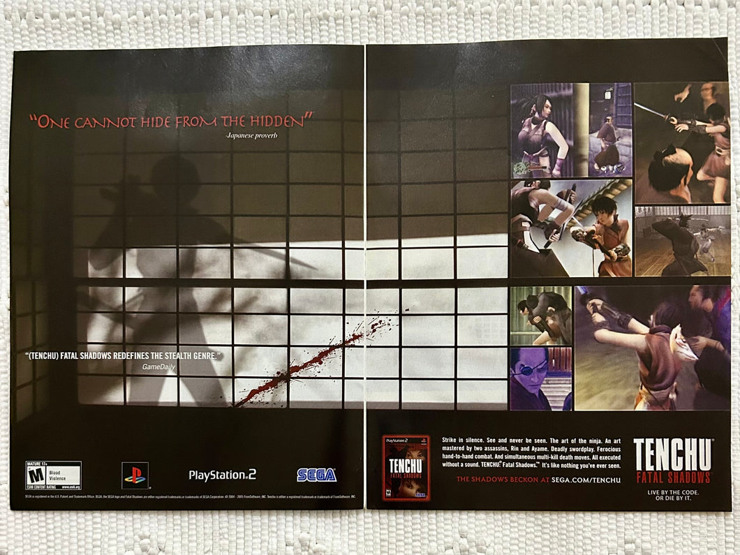 Tenchu: Fatal Shadows - PS2 - Original Vintage Advertisement - Print Ads - Laminated A3 Poster